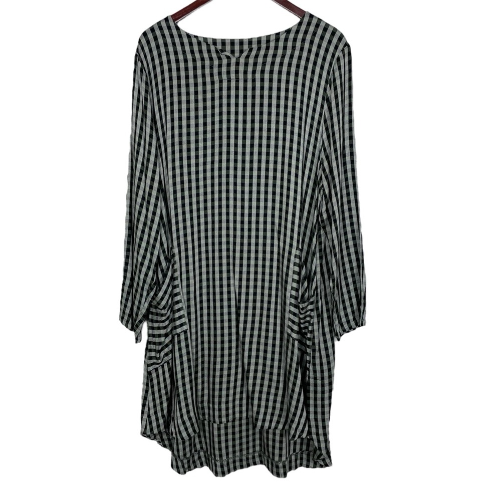 Niche Nilgun Derman Olive Plaid Long Sleeve Dress Size XL